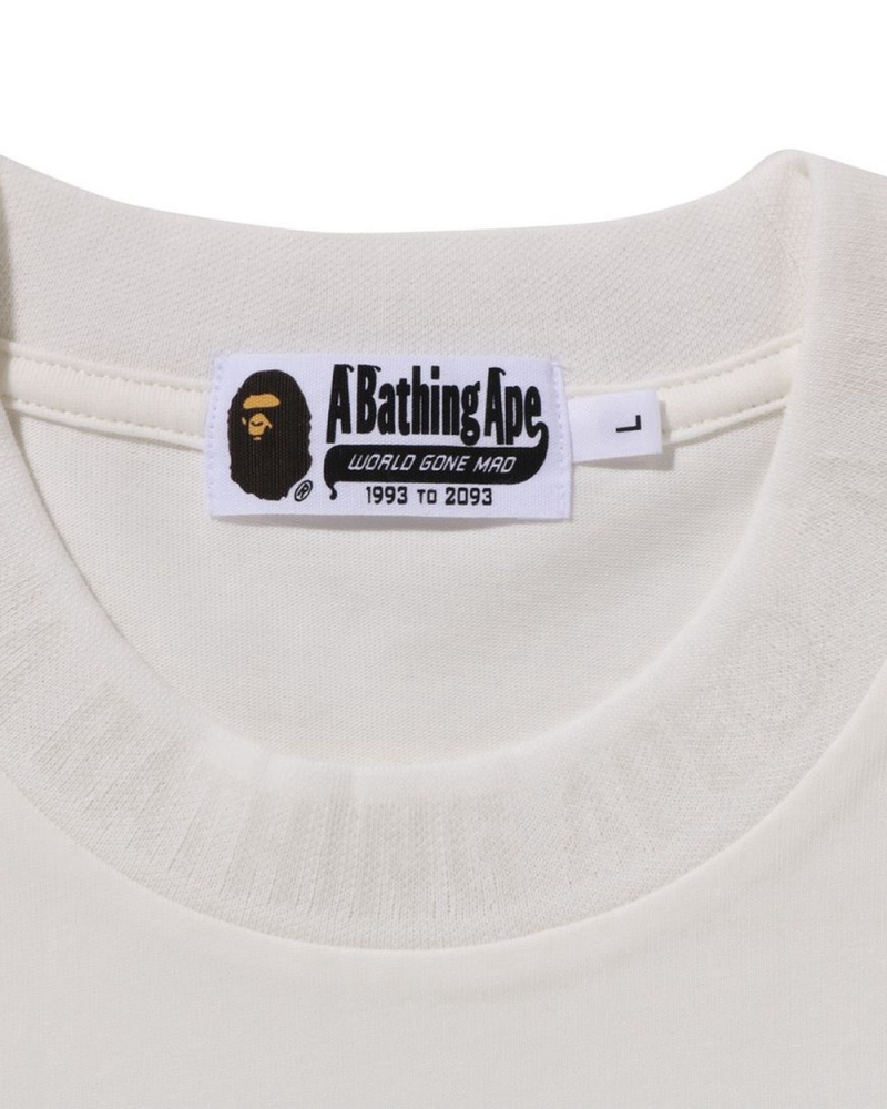 T Shirts Bape Ape Head One Point L/S Blanche Homme | FQO-25504273